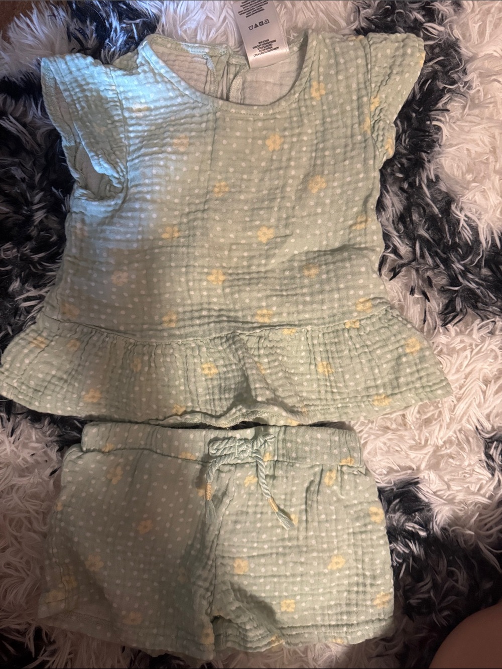 Baby/Toddler Mint Green Ruffle Short Pajama Set